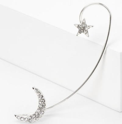 Silver Celestial Crystal Ear Cuff Pin