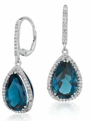 Blue Nile Blue Topaz Elegant Halo Drop Earrings