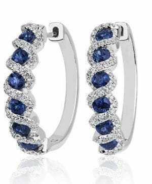 Blue Nile Round Sapphire and Diamond Hoop Earrings