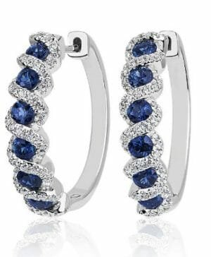 Blue Nile Round Sapphire and Diamond Hoop Earrings