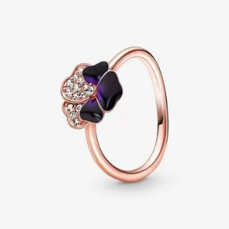 Pendora Deep Purple Pansy Flower Ring