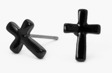 Claire Black Cross Studs
