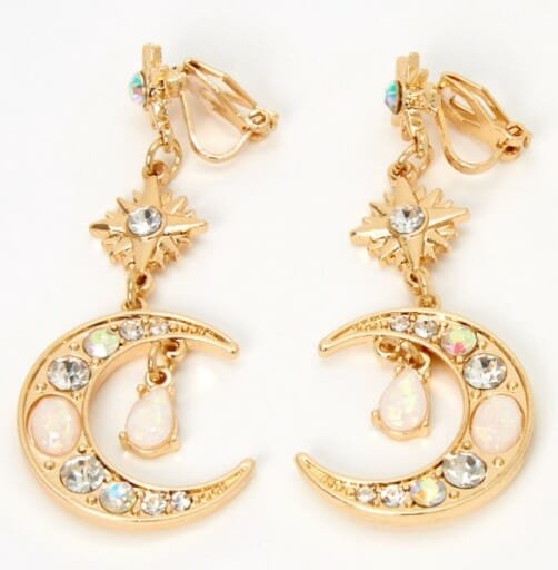 Claire Starburst Moon (Clip-on Drop Earrings)