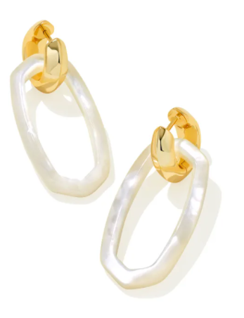 Kendra Gold Link Earrings with Mother-of-Pearl