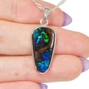 Affordable Beauty; an Australian Boulder Opal Silver Pendant